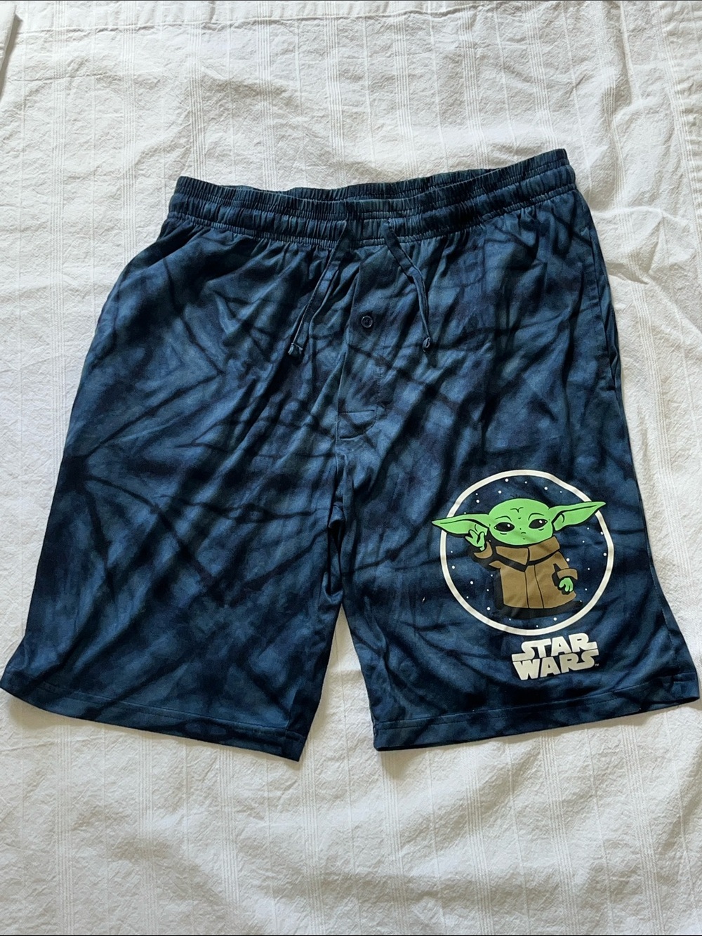 Star Wars Grogu Baby Yoda Lounge Shorts | Blue Tie Dye | Size Large